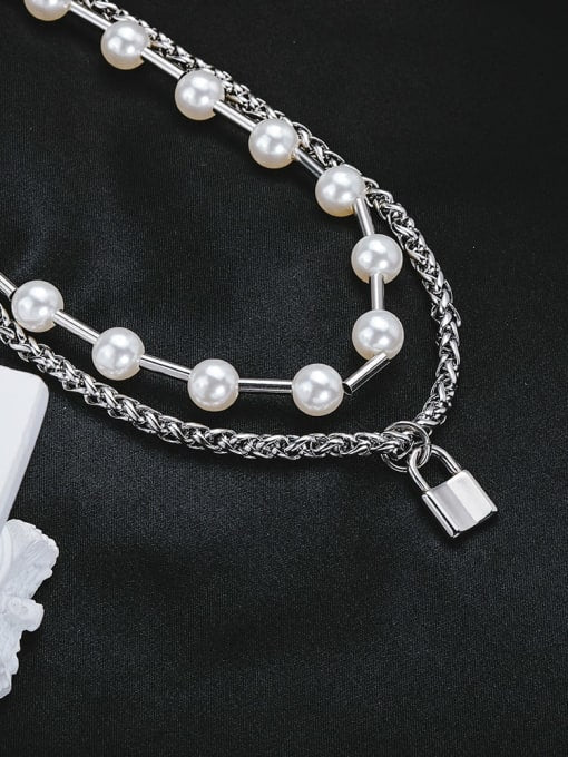 Padlock & Pearl Necklace image 0