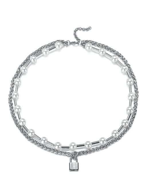 Padlock & Pearl Necklace image 2