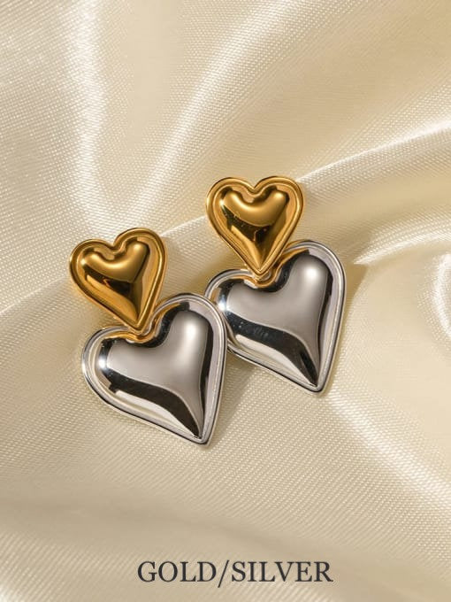 Double Decker Heart Studs