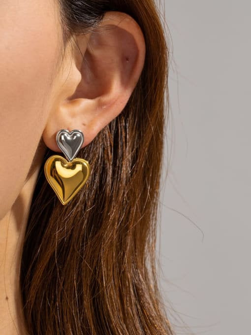 Double Decker Heart Studs