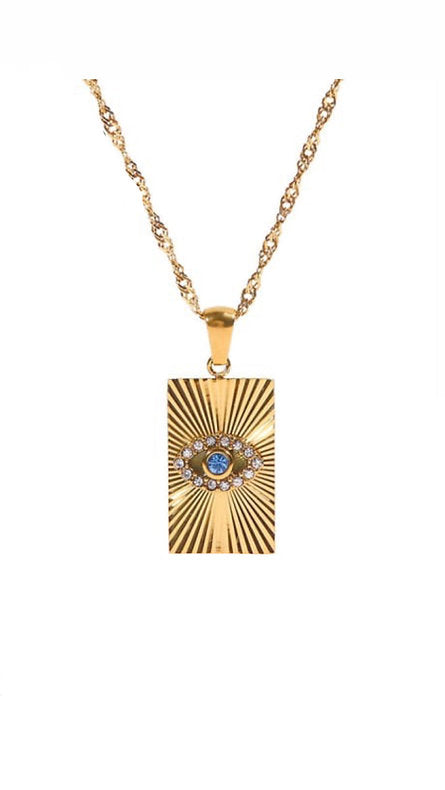 Vintage Evil Eye Gem Necklace