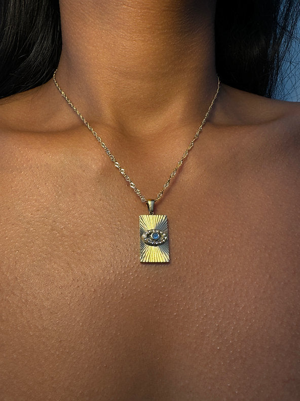Vintage Evil Eye Gem Necklace