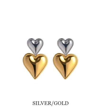 Double Decker Heart Studs